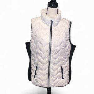 Calvin Klein Puffy Vest Womens Size 2X Perfomance Black White Down Fill